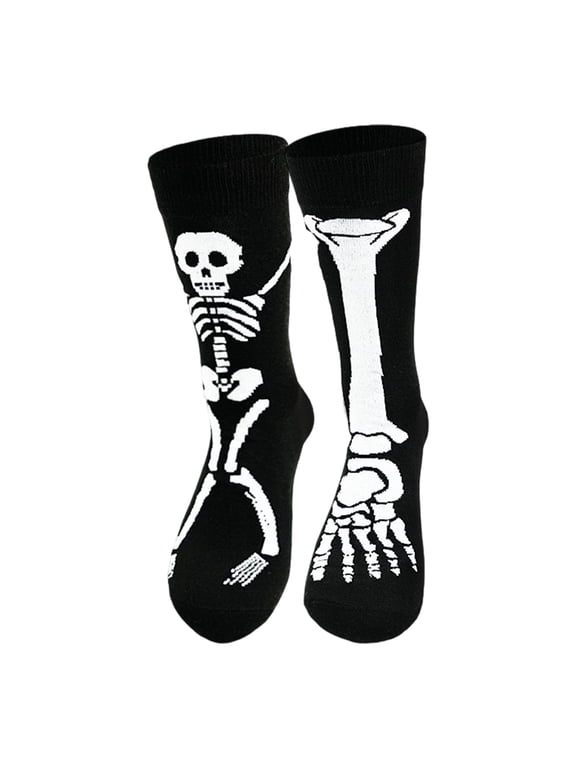 Halloween Socks For Women Men Unisex Skeleton Printed Mid Calf Socks Halloween Party Accessories