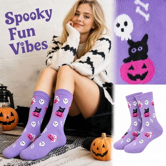 Halloween Socks, Halloween Gifts for Women Girls, Womens Funny Crazy Socks