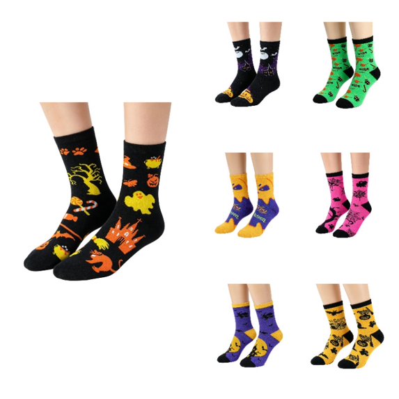 Halloween Socks Mid Calf for Men and Women Autumn Winter Novelty Casual Tube Unisex Adults Socks Black One Size