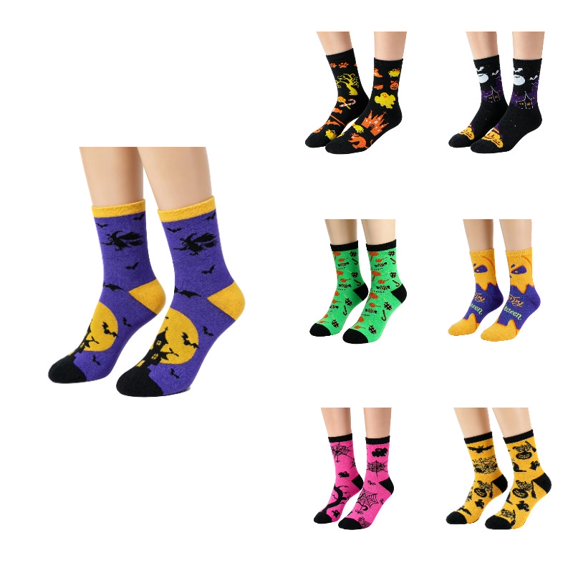 Halloween Socks Mid Calf for Men and Women Autumn Winter Novelty Casual Tube Unisex Adults Socks Purple One Size