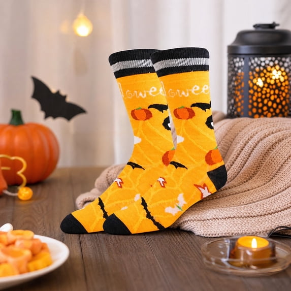 Halloween Socks, Spooky Crew Socks, Pumpkin Socks, Fall Themed Socks, Cute Halloween Gifts, Autumn Novelty Socks, Unisex Holiday Socks, Orange Black Patterned Socks