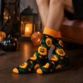 thumbnail image 1 of Halloween Socks, Spooky Crew Socks, Pumpkin Socks, Fall Themed Socks, Cute Halloween Gifts, Autumn Novelty Socks, Unisex Holiday Socks, Orange Black Patterned Socks, 1 of 7