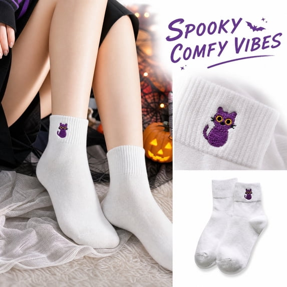 Halloween Socks for Women, Funny Crazy Novelty Fun, Casual Crew Socks Size 6-9
