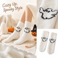 thumbnail image 1 of Halloween Socks for Women, Fuzzy Warm Mid Calf Slipper Socks with Cute Halloween Designs, Soft Cozy Fall Winter House Sock, 1 of 7