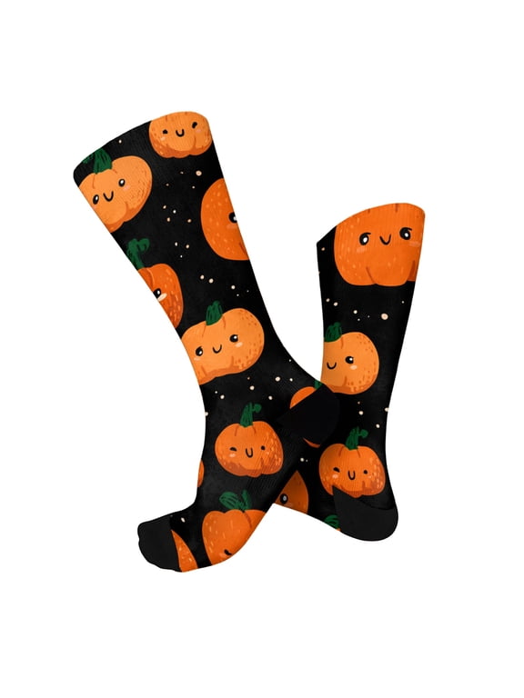 Halloween Socks for Women Mens Unisex Bats Pumpkins Ghosts Print Funny Pattern Novelty Cute Halloween Crew Socks