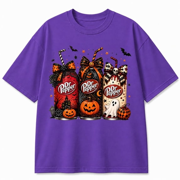 Halloween Soda Graphic T-Shirt, Spooky Pumpkin Ghost Drink Tee, Unisex Fall Holiday Shirt