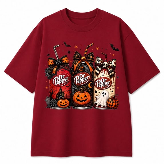 Halloween Soda Graphic T-Shirt, Spooky Pumpkin Ghost Drink Tee, Unisex Fall Holiday Shirt