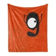 thumbnail image 1 of Halloween Soft Flannel Fleece Blanket, Cartoon Style Illustration of the Letter G Monster on the Grunge Background, Cozy Plush for Indoor and Outdoor Use, 50" x 70", White Black Red, by Ambesonne, 1 of 6