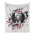 thumbnail image 1 of Halloween Soft Flannel Fleece Blanket, Teddy Bones with Skull Face and Wings Dead Humor Funny Comic Terror Design, Cozy Plush for Indoor and Outdoor Use, 60" x 80", Pearl Black Ruby, by Ambesonne, 1 of 5