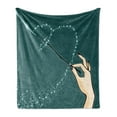 thumbnail image 1 of Halloween Soft Flannel Fleece Blanket, Witch Hand with Long Nails Holding a Magic Wand Evil Fairy Miracle, Cozy Plush for Indoor and Outdoor Use, 60" x 80", Dark Teal and Pale Peach, by Ambesonne, 1 of 5