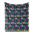 thumbnail image 1 of Halloween Soft Flannel Fleece Throw Blanket, Cartoonish Drawn Colorful Spooky Ghosts with Boo Wow and Help Lettering, Cozy Plush for Indoor and Outdoor Use, 70" x 90", Multicolor, by Ambesonne, 1 of 5
