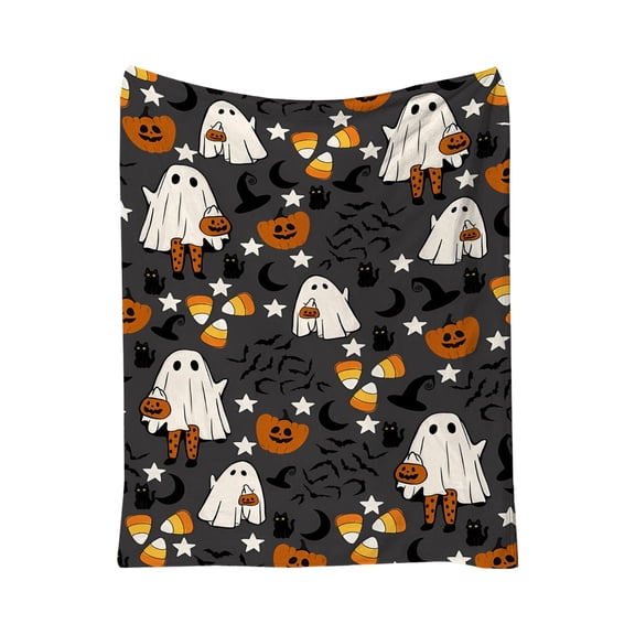 Halloween Soft Fleece Throw Blanket with Devil Horn Print, Warm Shawl for Yoga Studio Meditation, Relaxing Halloween Gift for Wellness Pal