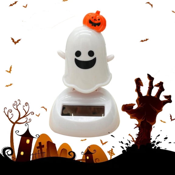 Halloween Solar Dancing Toy, Solar Powered Ghost Swing Figurine for Car Dashboard (White, 1pcs)
