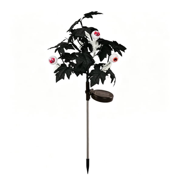 Halloween Solar Eyeball Stake Light Waterproof Black Maple Leaf Branch Plug In Outdoor Decor 16.9 Inch 1 Pack