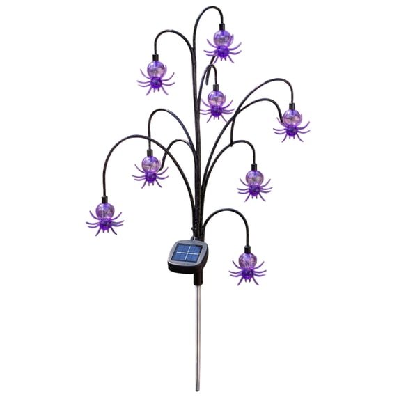 Halloween Solar Garden Stake Pathway Lights 29.92 Inch 20 LED Spider Design Waterproof Dusk to Dawn for Yard Lawn Walkway Outdoor Holiday Party Decor