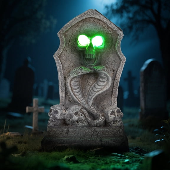 Halloween Solar Lights Outdoor Haunted Tombstone Decor LED Light for Graveyard, Yard, Garden Party Halloween Decor Snake