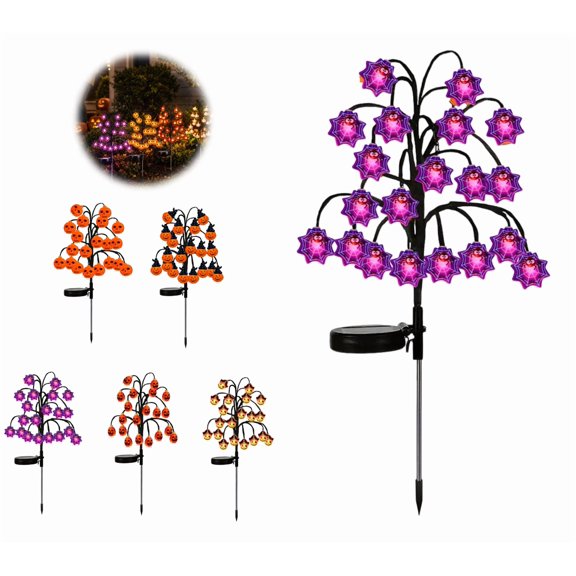 Halloween Solar Tree Stump Light, 26-Inch Outdoor Branch Garden Lamp, Waterproof Auto On/Off Decorative Tree Light for Yard, Pathway, Patio & Lawn(E-Style)