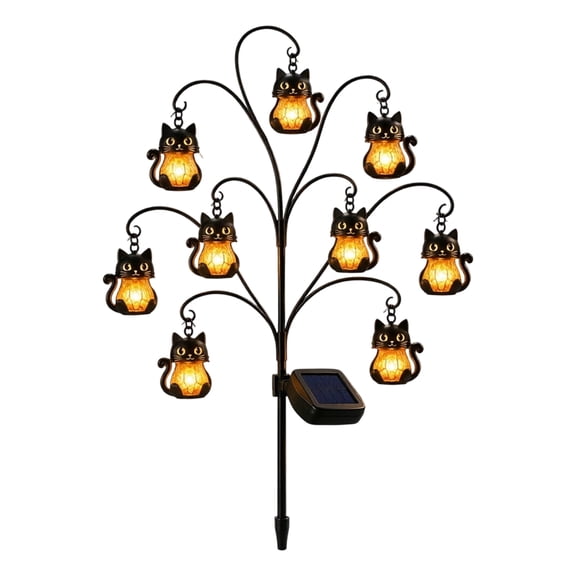 Halloween Solar Tree Stump Light, Cute Glowing Ghost Outdoor Decor, Twinkling Pathway Light, Magical Vintage Lantern, Rustic Fall Porch Decoration, Witch Hat, Black Cat, Patio A