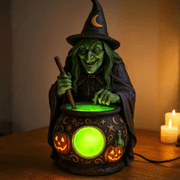 Halloween Solar Witch Cauldron Garden Light, Halloween Projector Lights Decorations