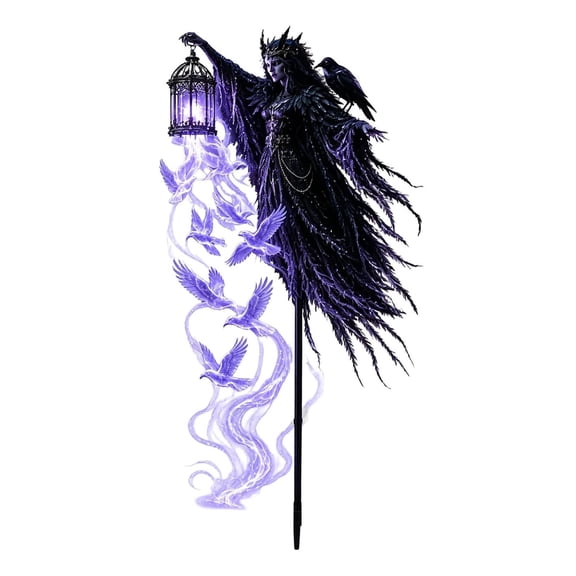 Halloween Soul Harvester Animated Garden Light for Patio Yard Lawn Outdoor Decor(Witch & Crow)