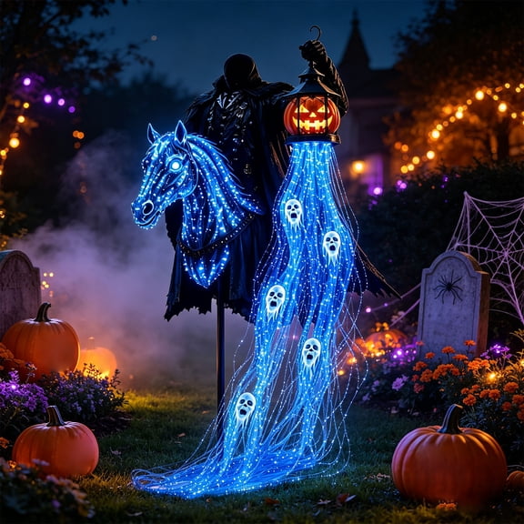 Halloween Souls Harvester Animated Garden Light, Solar Garden Stake Light, Outdoor Glowing Ground Light for Lawn, Walkway, Patio, Front Yard, Spooky Garden Decor, A