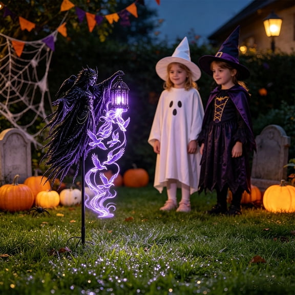 Halloween Souls Harvester Animated Garden Light, Solar Garden Stake Light, Outdoor Glowing Ground Light for Lawn, Walkway, Patio, Front Yard, Spooky Garden Decor, B