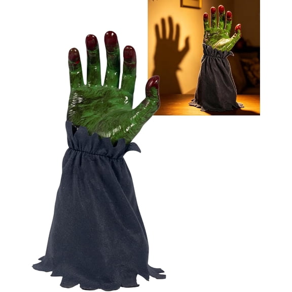 Halloween Sound Activated Animated Moving Hand with Sound Effects, Creepy Realistic Tabletop Ornament , Spooky Freestanding Halloween Prop for Indoor Home Party Shelf Countertop