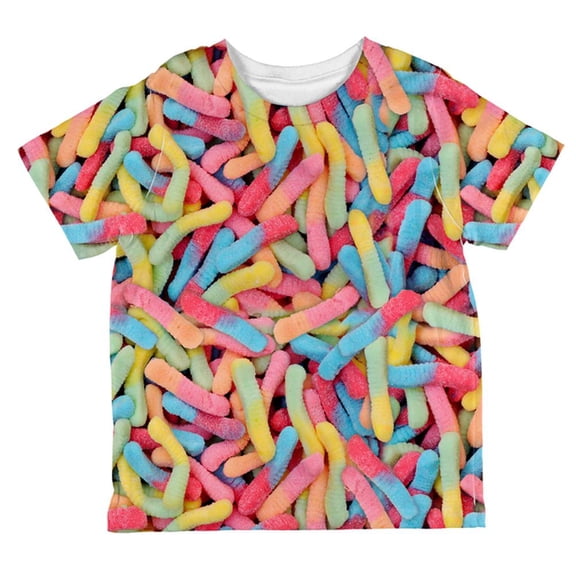 Halloween Sour Gummy Worms All Over Toddler T Shirt Multi 4T