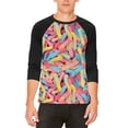 thumbnail image 1 of Halloween Sour Gummy Worms Mens Raglan T Shirt White-Black X-LG, 1 of 2