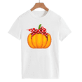 thumbnail image 1 of Halloween Specia Women's Pumpkin & Bow Print T-Shirt – Stylish, Playful, and Festive Essential!, 1 of 8