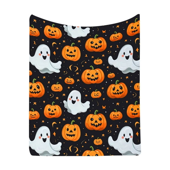 Halloween Specter Flannel Blanket Double Sided Soft Throw Blanket for Sofa Bed Travel - Multi Purpose Holiday Gift(A)