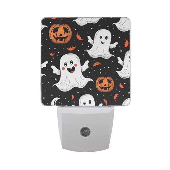 Halloween Specters Bats Pumpkins Cartoon LED Night Light with Smart Sensor Plug Into Wall Dusk to Dawn 2 packs