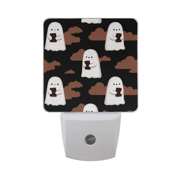 Halloween Specters Eating Chocolates Clouds LED Night Light Sensor Lamp Plug-in Adjustable Brightness 2 Pack