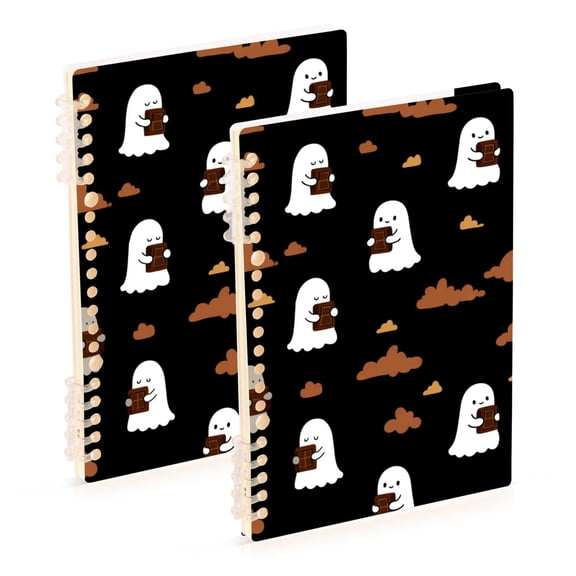Halloween Specters with Chocolates Clouds Notebook Detachable Coil Notebook Diary Plan Book A5 Size 60 Pages 1 Pack