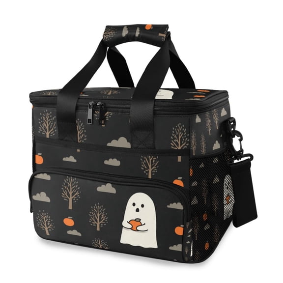 Halloween Specters with Oranges Trees Clouds Portable Cooler Lunch Box Reusable Insulated Lunch Bag Leakproof 15L