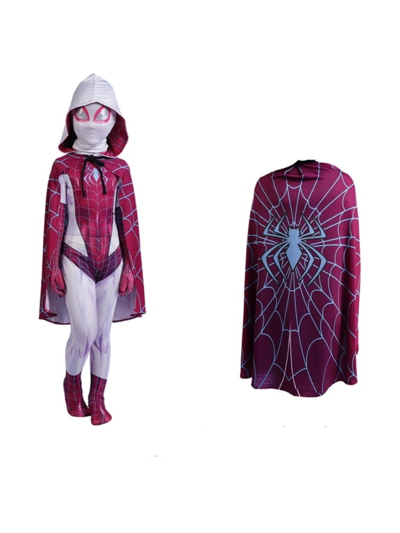 Halloween Spide Cosplay Costume, Pink Style Halloween Costume Set, Classic Hero Cosplay Costume Full Body Jumpsuit, Halloween Fancy Dress Outfit - Jumpsuit + Mask + Cloak, M