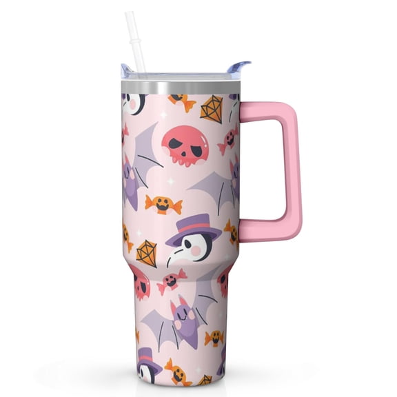 Halloween Spider 40 Oz Tumbler with Handle and Straw, Spooky Insulated Cup, Holiday Gift for Women