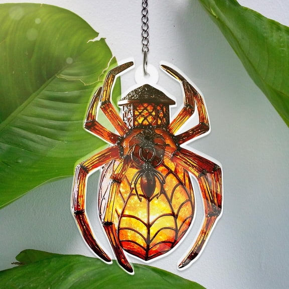 Halloween Spider Acrylic Window Hanging Decor, Gothic Halloween Acrylic Suncatcher, Spider Ornament for Window