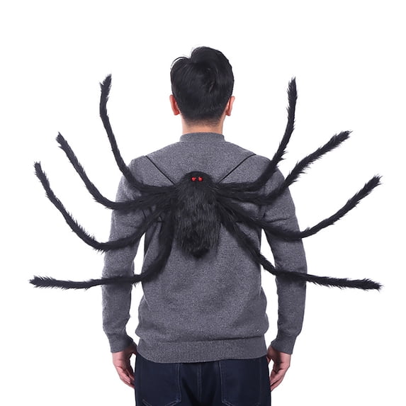 Halloween Spider Backpack, 49.21" Furry Spider Costume Bag, Giant Fake Spider Prop, Spider Candy Pouch, Scary Spider Accessory, Spider Backpack, Storage Pouch for Party Indoor Outdoor Decorations