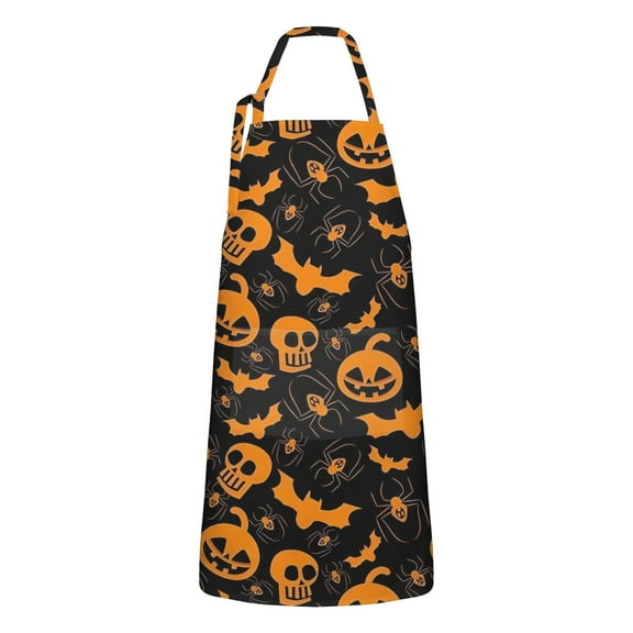 Halloween Spider Bat Apron-Garden Aprons for Women with Pockets-Cotton Linen Waterproof Kitchen Cooking Gardening Aprons Adjustable for Kitchen,Cooking,BBQ and Salon 32"x27"