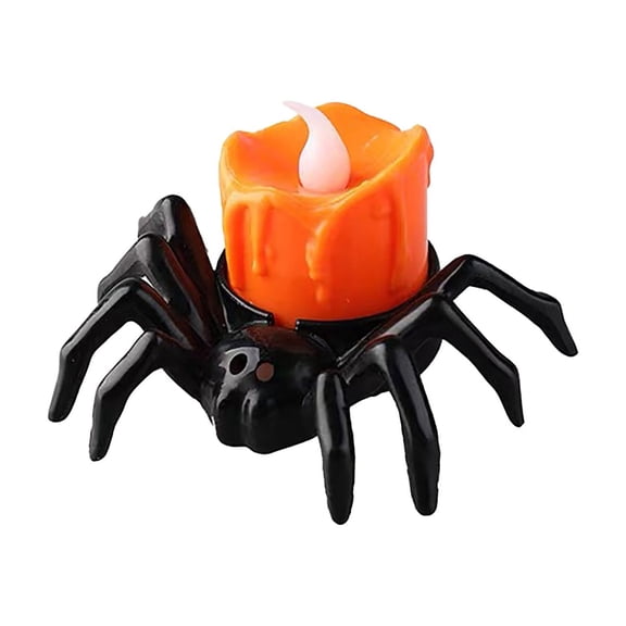Halloween Spider Candle Lamp, LED Electronic Flameless Decorative Light, Spooky Atmosphere Tabletop Accent for Halloween Party Gift Home Display