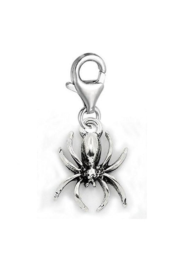 Halloween Spider Clip On Charm Pendant for European Charm Jewelry w/ Lobster Clasp