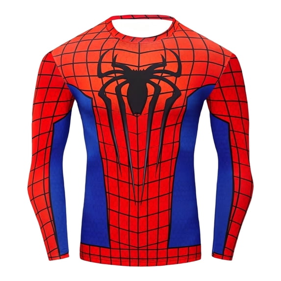 Halloween Spider Cosplay Costume Long Sleeve T-Shirts Crewneck Graphic Pullover Gym Shirt Deep Red 3XL