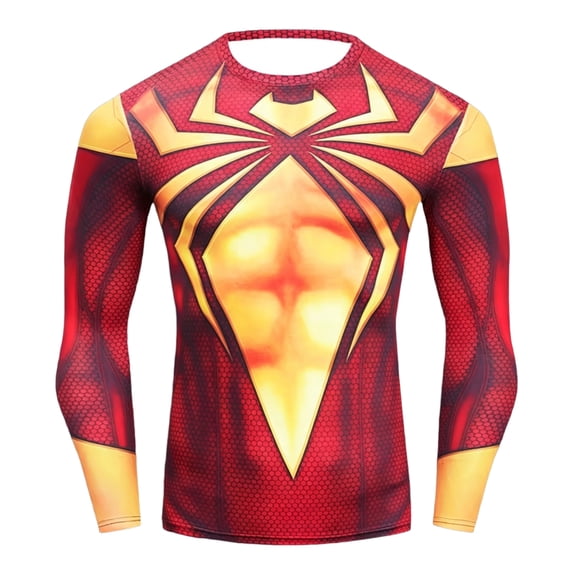 Halloween Spider Cosplay Costume Long Sleeve T-Shirts Crewneck Graphic Pullover Gym Shirt Red L