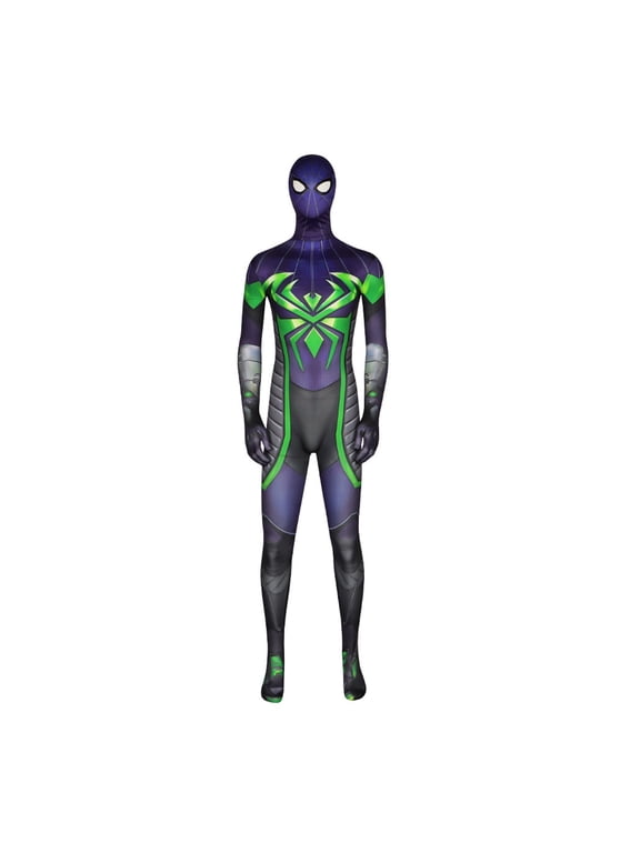 Halloween Spider Cosplay Jumpsuit, Anime Movie Game Style Full Body Suit for Stage Events, Green 2XL