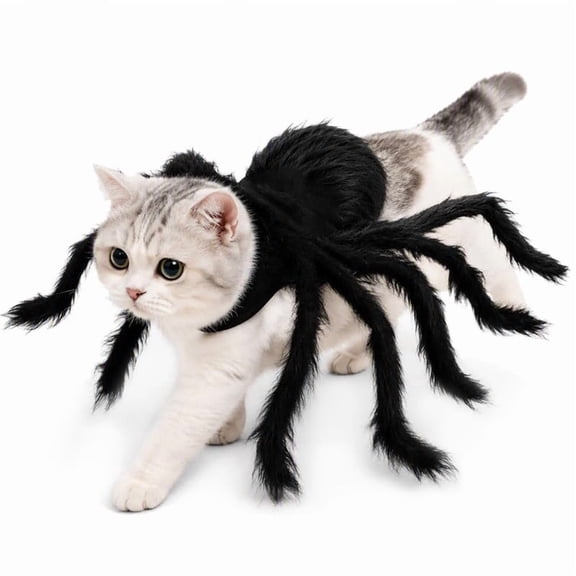 Halloween Spider Costume for Dogs and Cats, Adjustable Pet Outfit with Eight Plush Spider Legs, for Halloween Parties and Photos