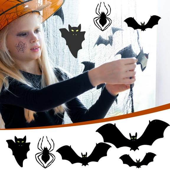 Halloween Spider Decor under $5! Xqxayjr Halloween Spider Decor with Glowing Eyes, Felt Hanging Bat and Spider Set for Home, Scary Party Supplies for Indoor and Outdoor Halloween Decor