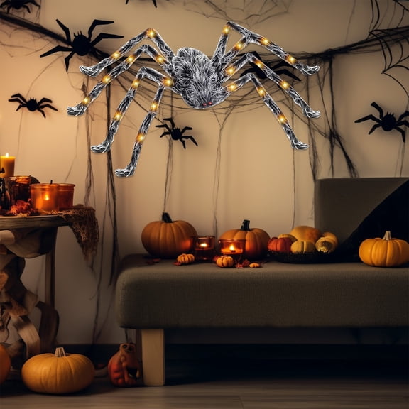 Halloween Spider Decorations, 4.1 FT Light Up Giant Spider for Indoor Outdoor Halloween Decorations Yard Party House Décor, Orange