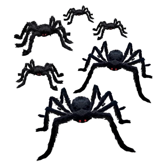 Halloween Spider Decorations (6 Pack) - Extra Large Realistic Scary Spiders for Yard, Porch & Indoor Haunted House Displays