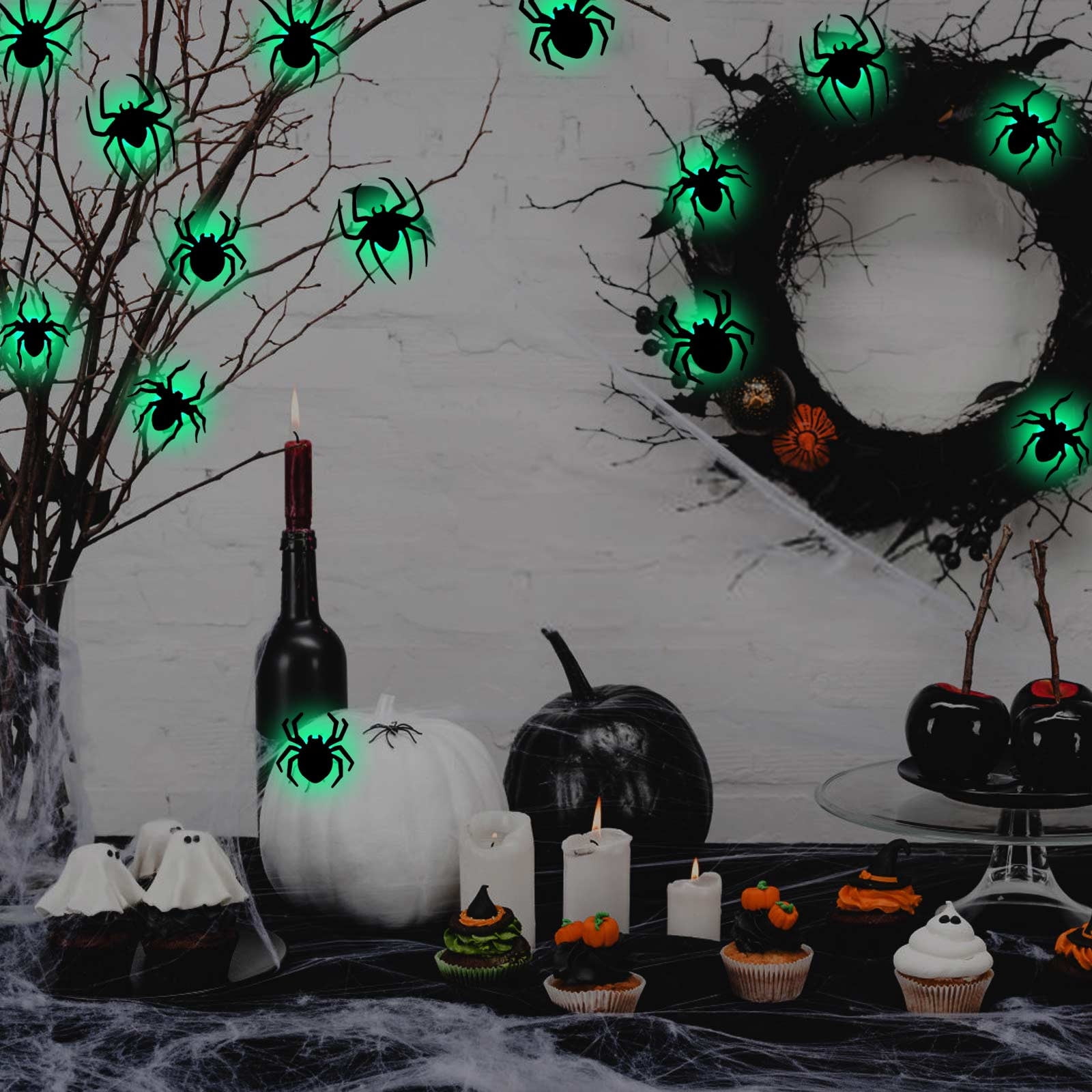 Halloween Spider Decorations, 9PC 3D Halloween LED Flashing Party ...